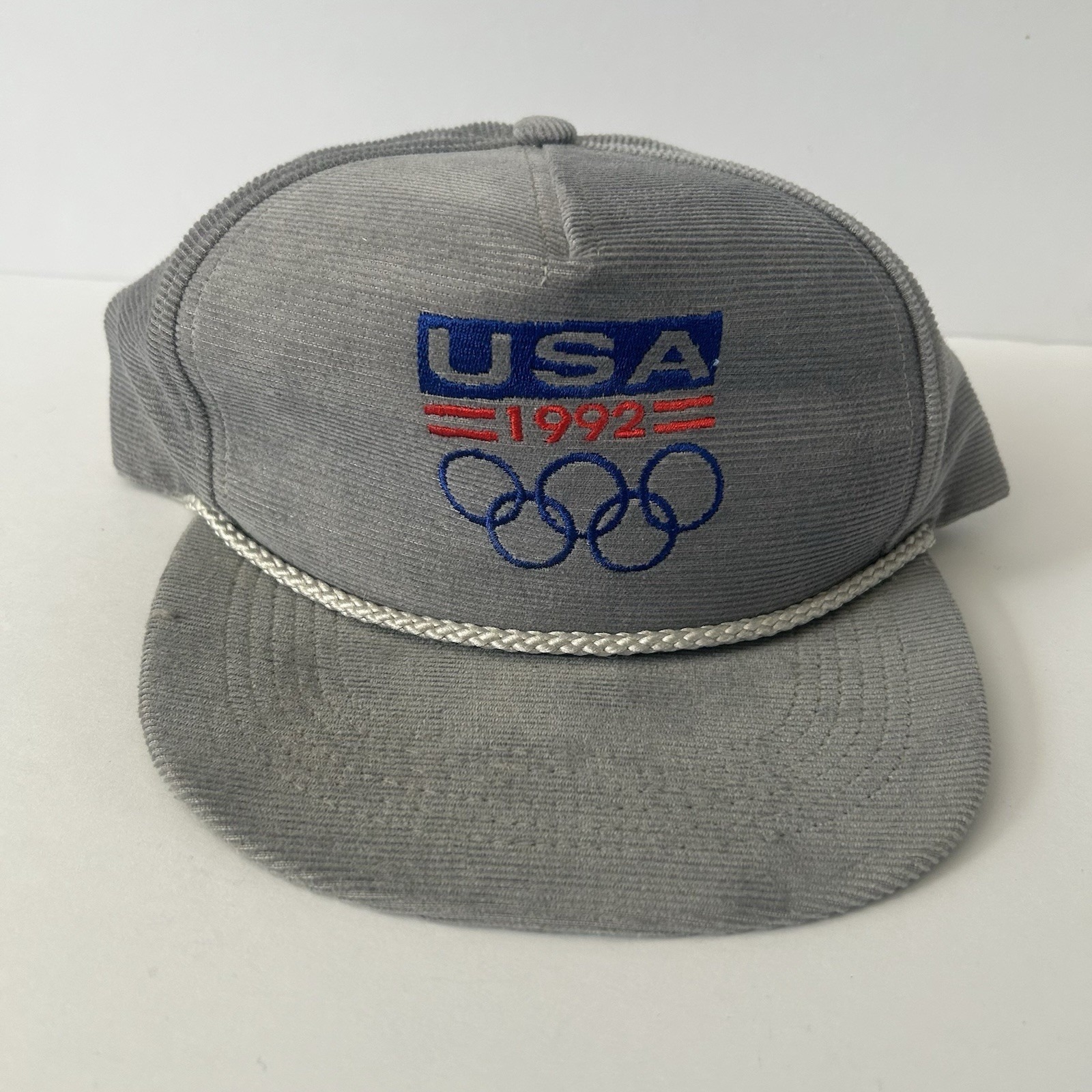 Usa Olympics Summer Winter Games 1992 Adjustable Corduroy Rope Vintage Cap